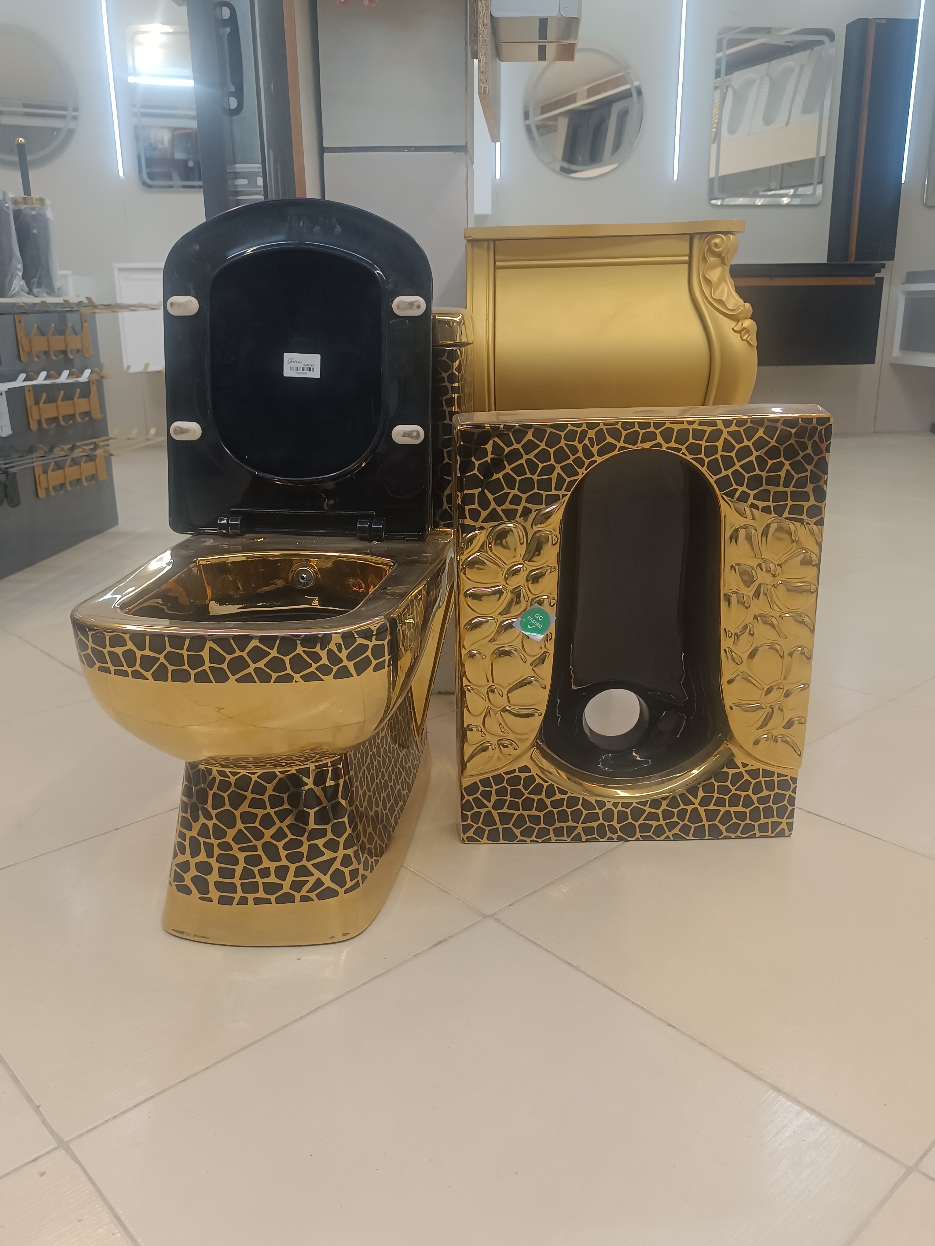 ست توالت ایرانی و فرنگی طلایی
